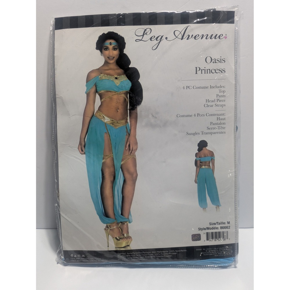 Leg Avenue Womens Oasis Princess 4 PC Costume 86662 Blue Gold Medium